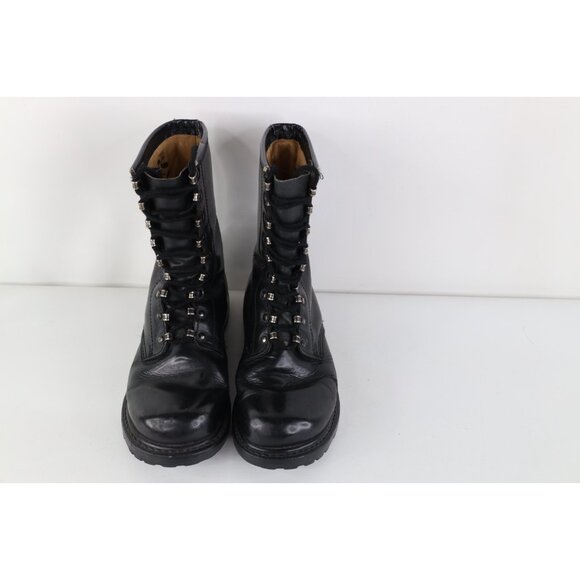 Vintage 80s 90s Mens 7 Distressed Leather German Military Combat Boots Black main image 8